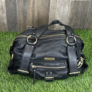 Michael Kors Austin Black Pebbled Leather Shoulder Bag Gold Hardware Maximalist